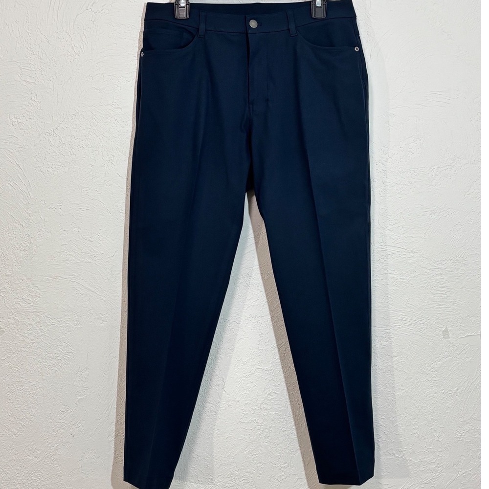 Lululemon Commission Slim Fit Pants Mens 32 Navy Blue Warpstreme Chino Trousers